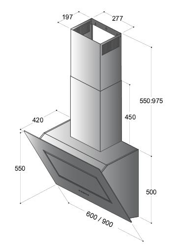 Millimeter kom Ziek persoon VISTA-90-zwart - Hoofdvrij 90 cm - Design Afzuigkappen
